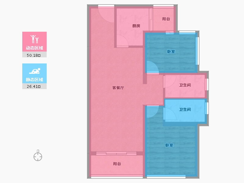 广东省-汕头市-龙光熙海岸-68.07-户型库-动静分区