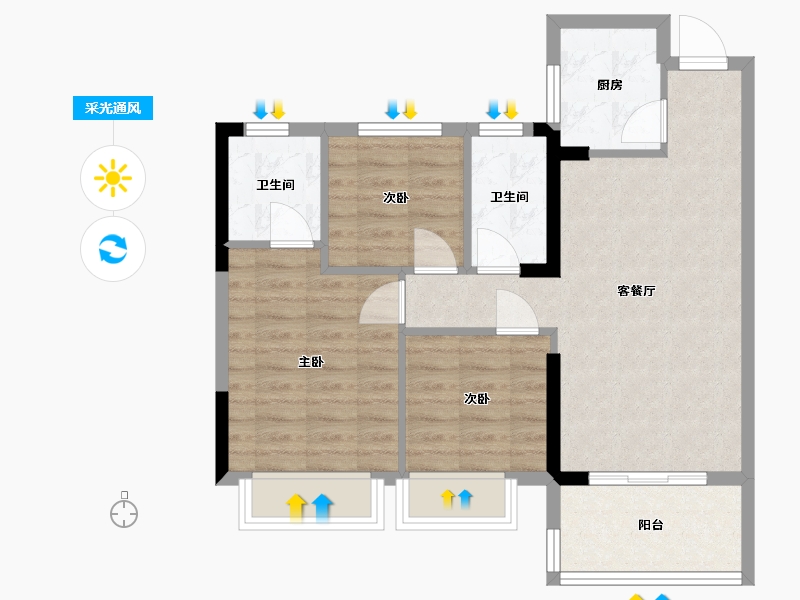 福建省-福州市-万旭天玺-70.00-户型库-采光通风