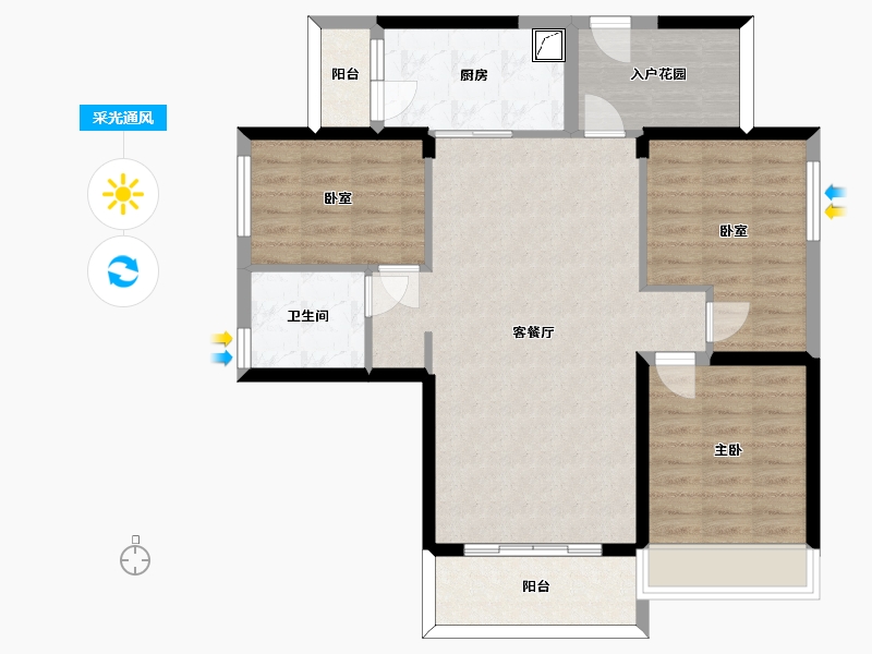 广东省-惠州市-碧桂园城市之光-90.92-户型库-采光通风