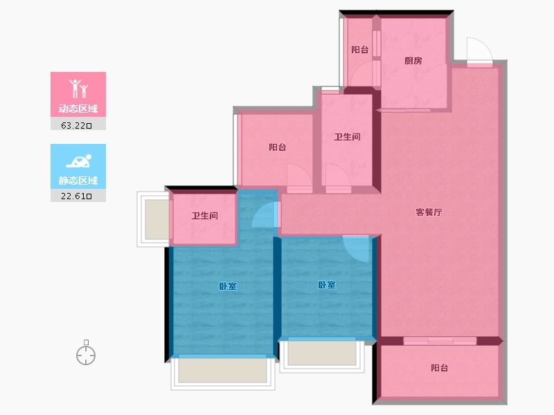 广东省-惠州市-金裕星河丹堤-75.61-户型库-动静分区