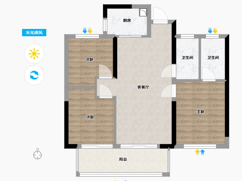 福建省-福州市-世茂云樽-71.00-户型库-采光通风