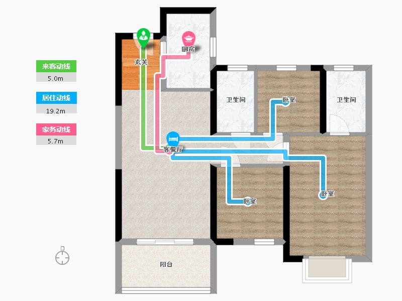 湖南省-岳阳市-保利·堂悦-76.81-户型库-动静线