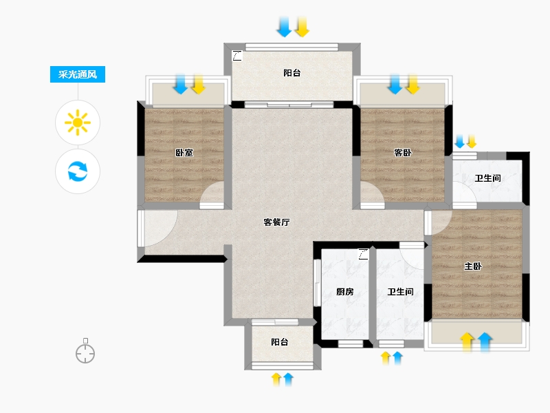 广东省-肇庆市-敏捷水映澜山-84.37-户型库-采光通风