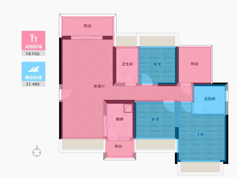 广东省-惠州市-海伦堡响水河畔-80.45-户型库-动静分区