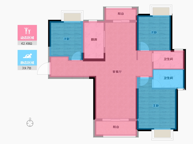 湖南省-长沙市-金地中交麓谷香颂-91.45-户型库-动静分区