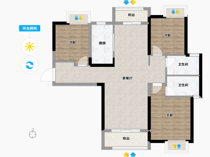 湖南省-长沙市-金地中交麓谷香颂-91.45-户型库-采光通风