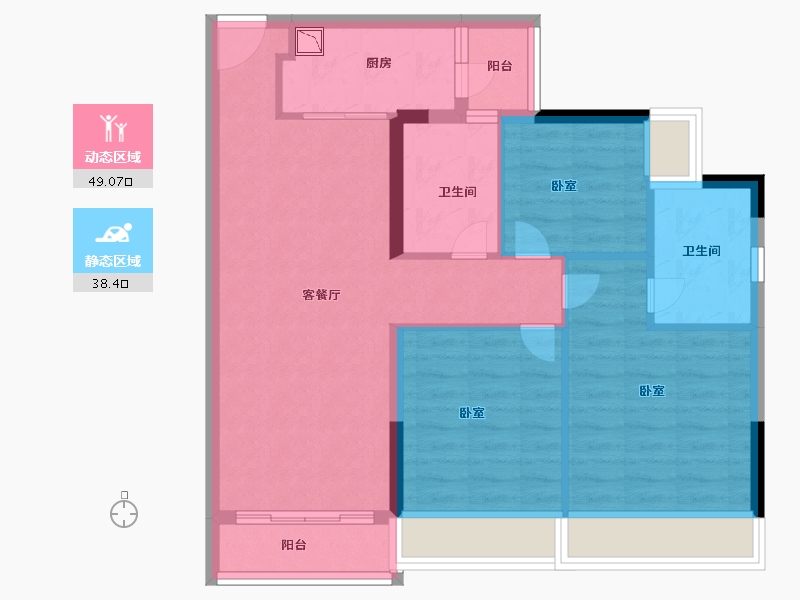 广东省-广州市-叠溪花园-78.00-户型库-动静分区