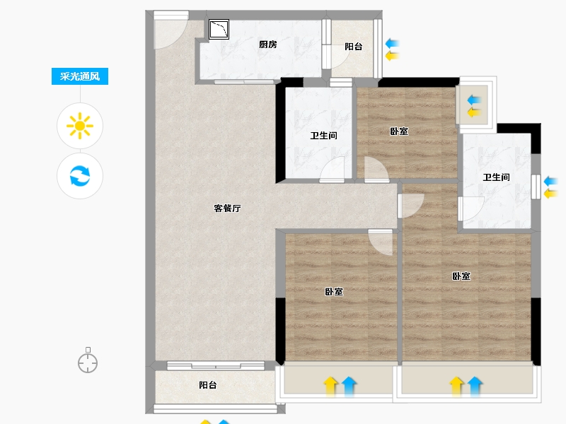 广东省-广州市-叠溪花园-78.00-户型库-采光通风