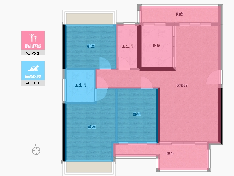 湖南省-郴州市-天邦宜章城-93.68-户型库-动静分区