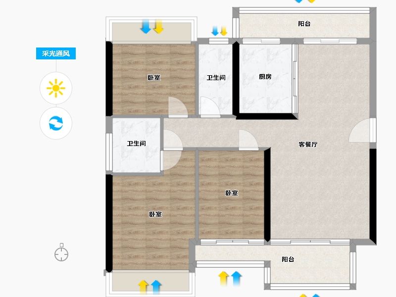 湖南省-郴州市-天邦宜章城-93.68-户型库-采光通风