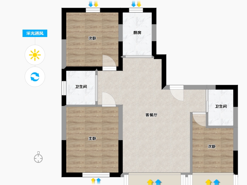 吉林省-长春市-良品柏宏筑福里-63.60-户型库-采光通风