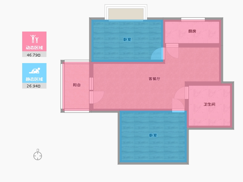 辽宁省-大连市-金地华府二期-64.57-户型库-动静分区