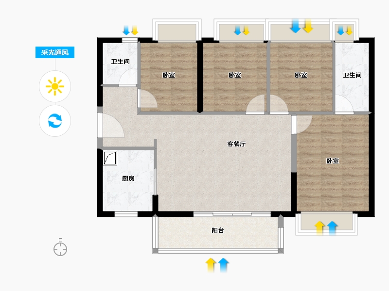 广东省-佛山市-保利时代天珀-97.00-户型库-采光通风