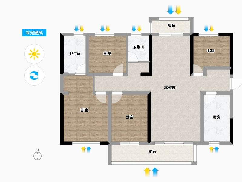 湖南省-长沙市-青竹湖曦园·天骄-104.48-户型库-采光通风