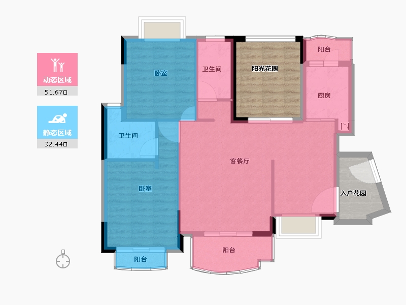 广东省-广州市-莱茵水岸-90.20-户型库-动静分区