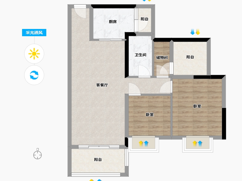 广东省-惠州市-文鼎华府-72.48-户型库-采光通风