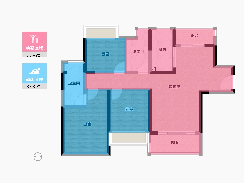 广东省-江门市-泉林黄金小镇-79.05-户型库-动静分区