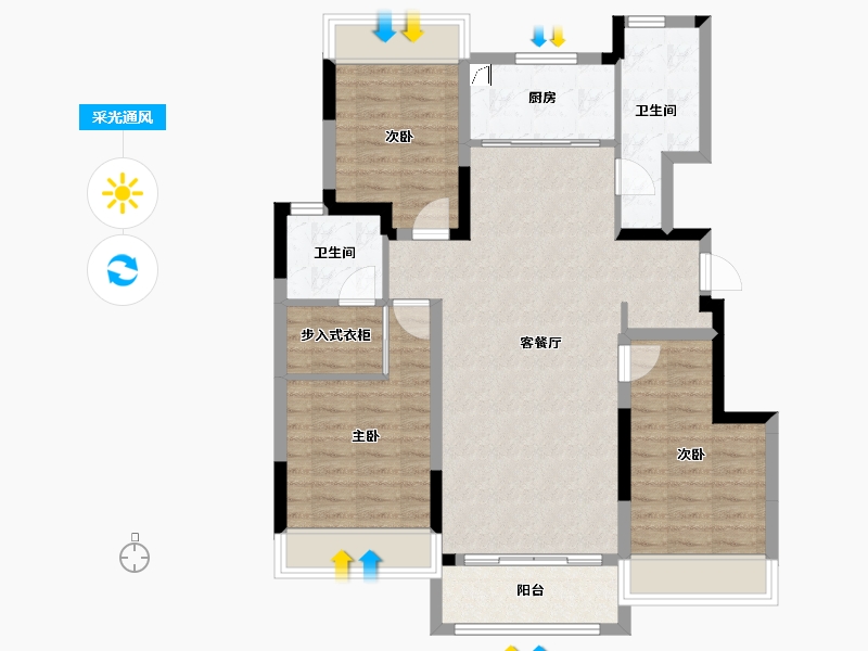 吉林省-长春市-华润置地崑崙御2期-92.69-户型库-采光通风