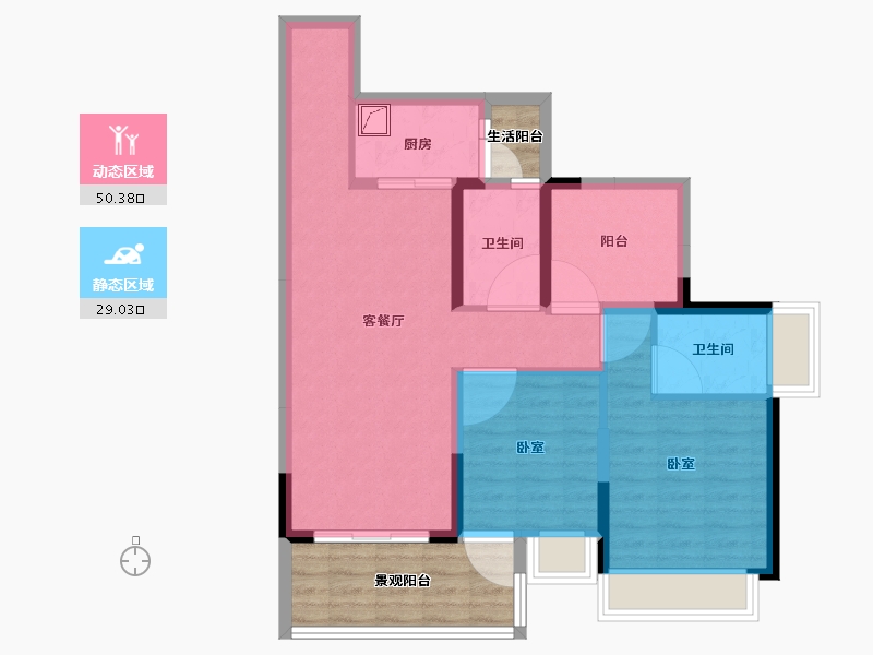 广东省-湛江市-山湖海·奥园江山府-80.22-户型库-动静分区