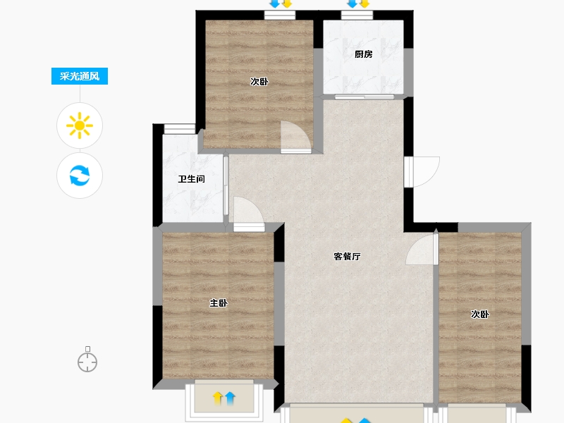 吉林省-长春市-良品柏宏筑福里-65.25-户型库-采光通风