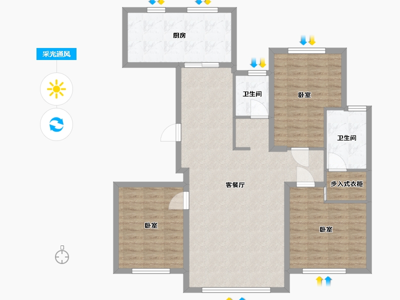 辽宁省-大连市-亿海贤府-104.00-户型库-采光通风