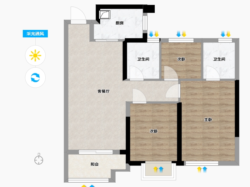 福建省-福州市-望海潮-70.99-户型库-采光通风