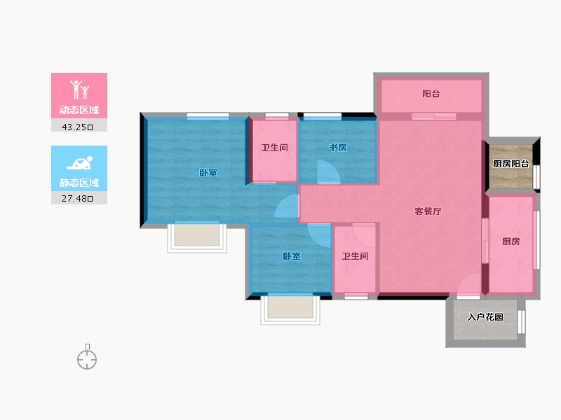 陕西省-西安市-西安深国投中心-68.33-户型库-动静分区