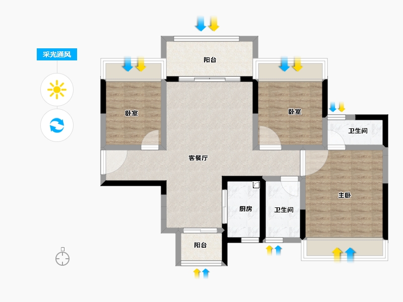 广东省-肇庆市-敏捷水映澜山-84.05-户型库-采光通风