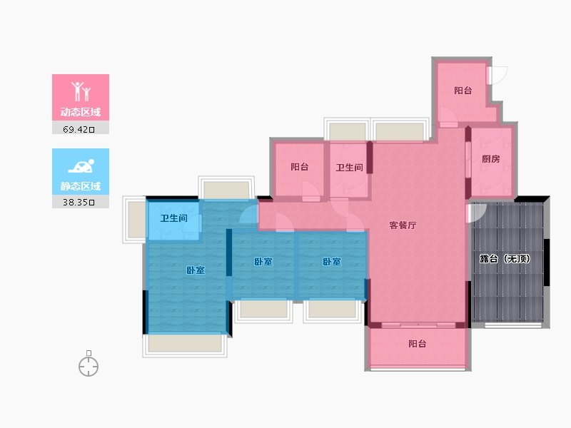 广东省-惠州市-金裕星河丹堤-111.86-户型库-动静分区