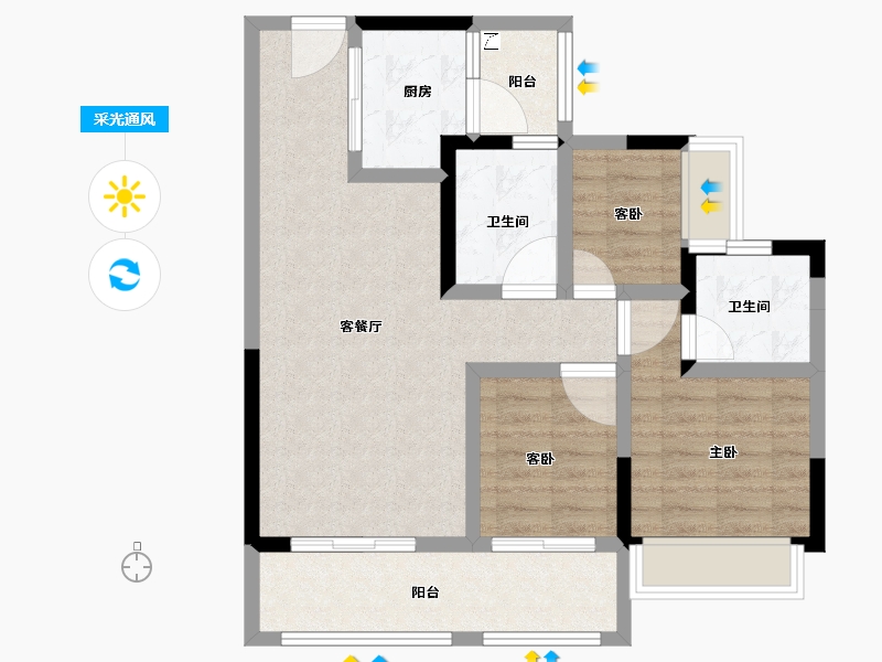 广东省-肇庆市-敏捷水映澜山-77.34-户型库-采光通风