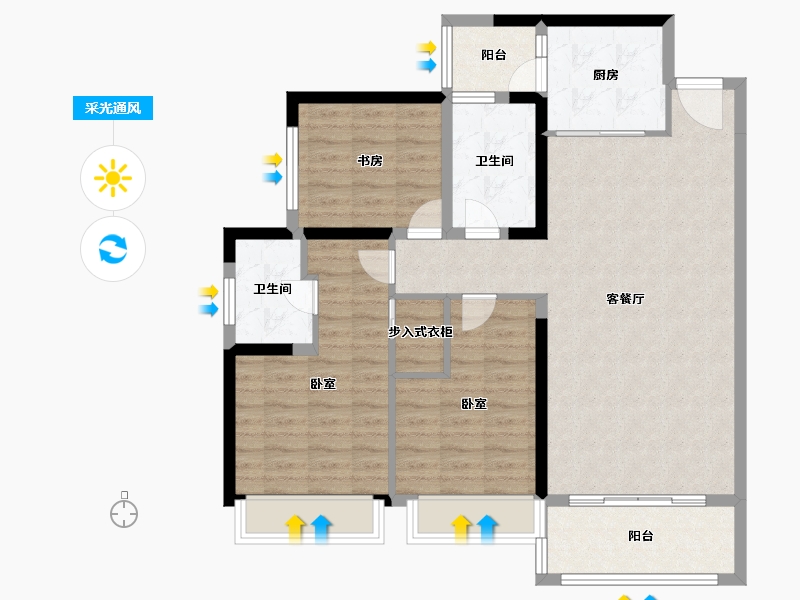 广东省-佛山市-电建地产·洺悦华府-101.25-户型库-采光通风