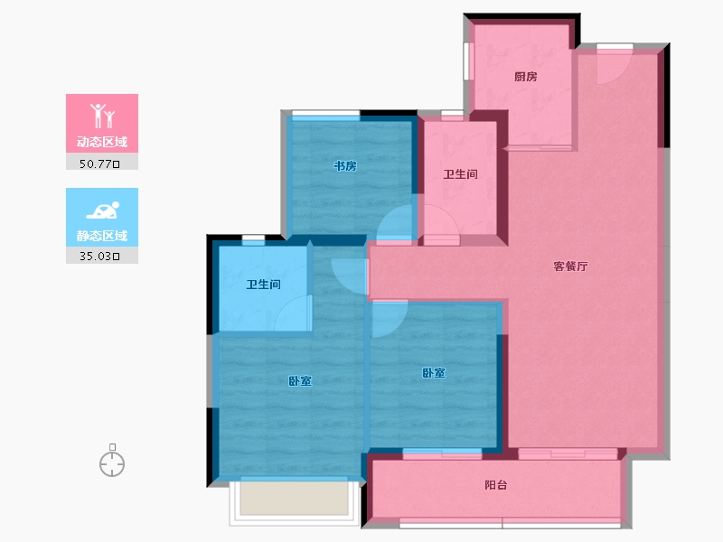 广东省-佛山市-保利华侨城云禧-76.41-户型库-动静分区