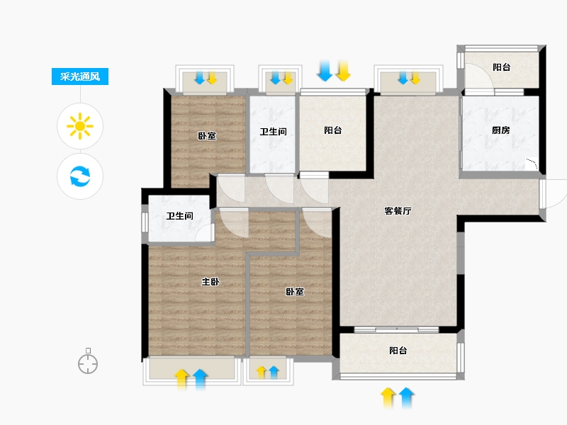 广东省-广州市-宏宇天御江畔-114.00-户型库-采光通风