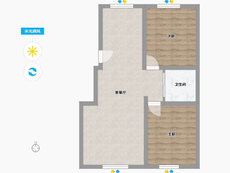 吉林省-长春市-朗琴屿小区-57.84-户型库-采光通风