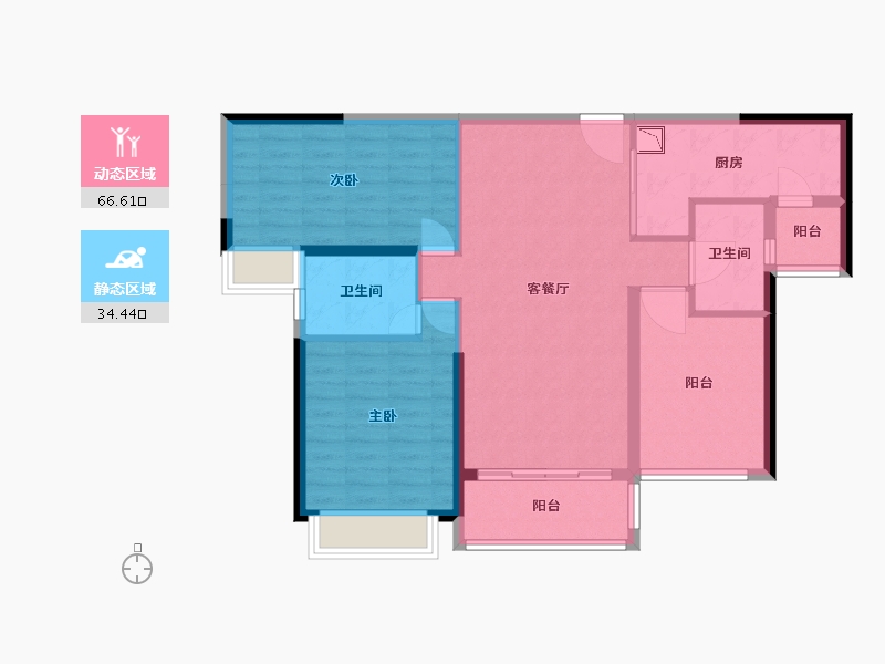 广东省-广州市-宏宇天御江畔-90.24-户型库-动静分区