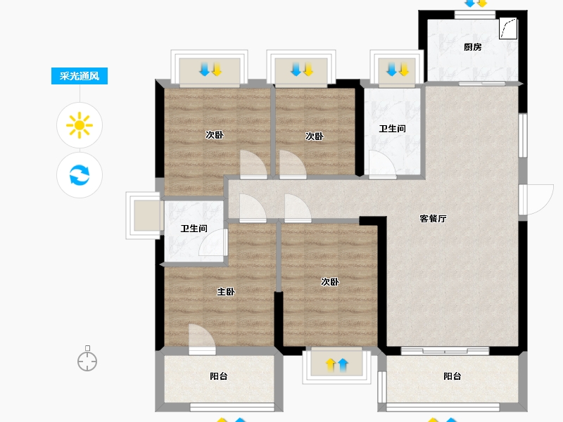 福建省-福州市-大唐书香世家-86.00-户型库-采光通风