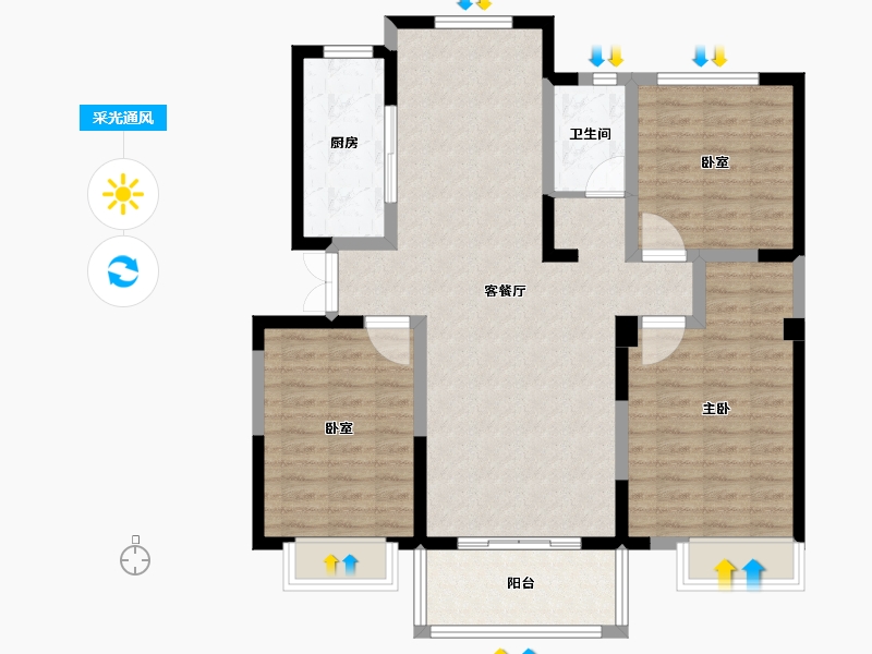 安徽省-六安市-嘉利·学府-99.15-户型库-采光通风