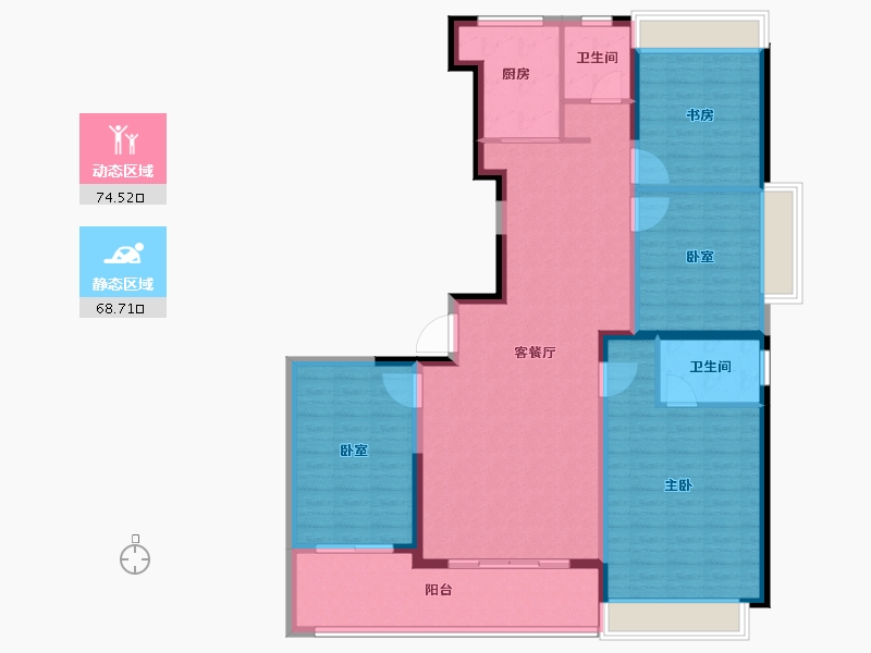 安徽省-六安市-碧桂园置地中央公园-129.89-户型库-动静分区