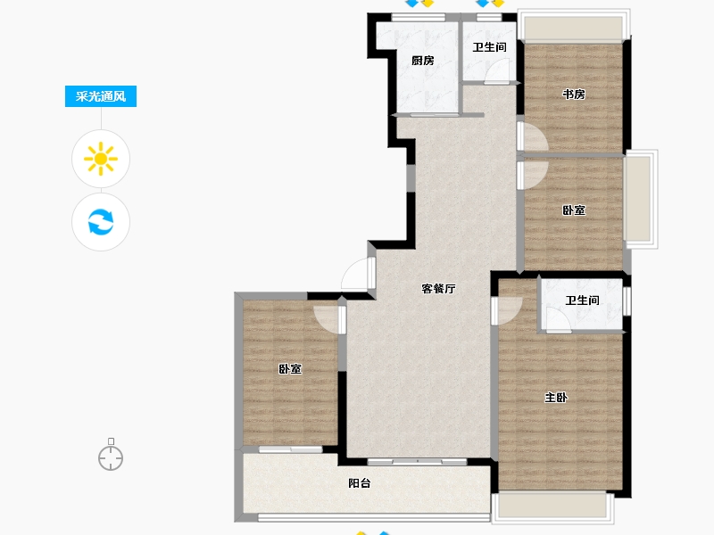 安徽省-六安市-碧桂园置地中央公园-129.89-户型库-采光通风