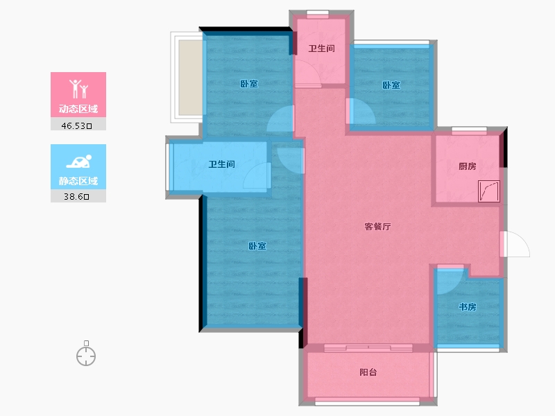 广东省-江门市-奥园外滩-75.52-户型库-动静分区