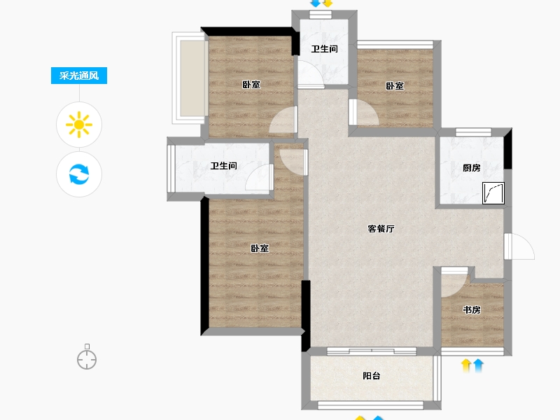 广东省-江门市-奥园外滩-75.52-户型库-采光通风