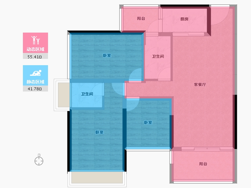 广东省-湛江市-龙溪豪庭-86.69-户型库-动静分区