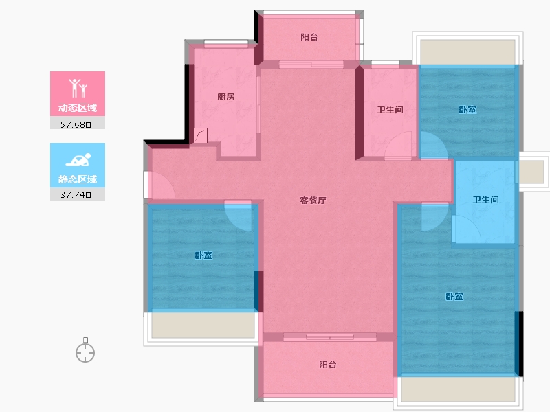 广东省-珠海市-世荣翠湖苑二期-85.13-户型库-动静分区