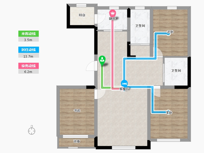 吉林省-长春市-新龙紫云府-87.49-户型库-动静线