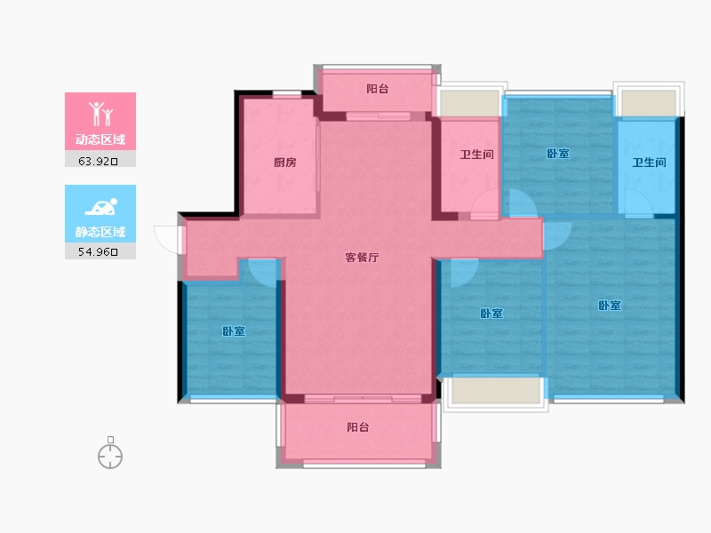 广东省-佛山市-龙光天瀛-107.19-户型库-动静分区