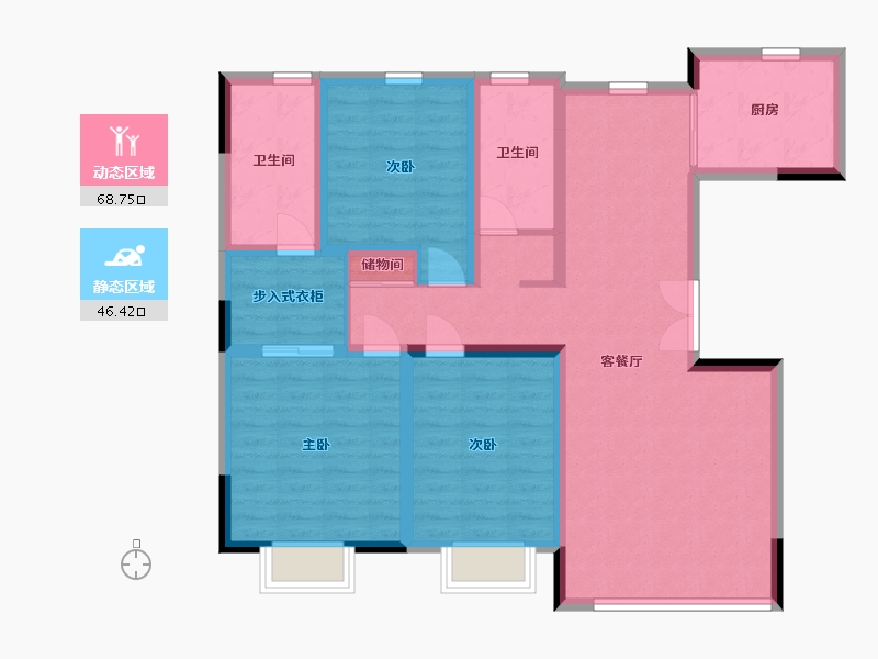 吉林省-长春市-保利堂悦-102.45-户型库-动静分区