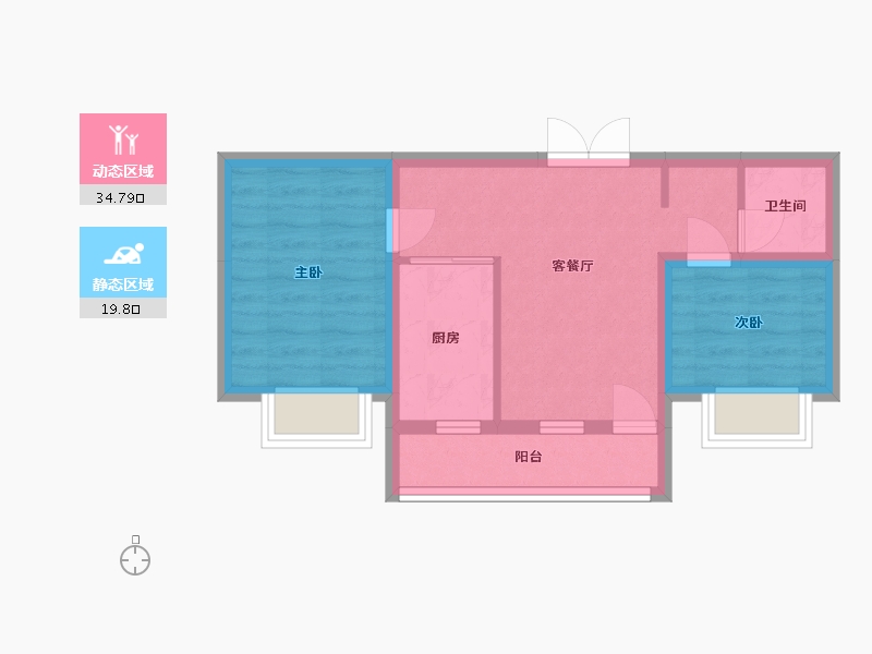 吉林省-长春市-龙府御桂园-47.67-户型库-动静分区