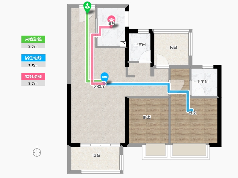 广东省-广州市-融创湖滨首府-74.00-户型库-动静线