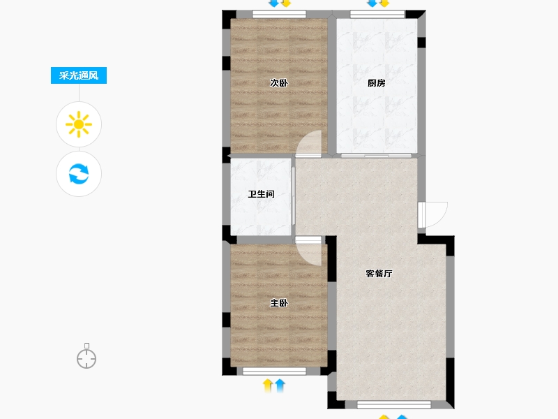 吉林省-长春市-林香阁尚品-63.85-户型库-采光通风