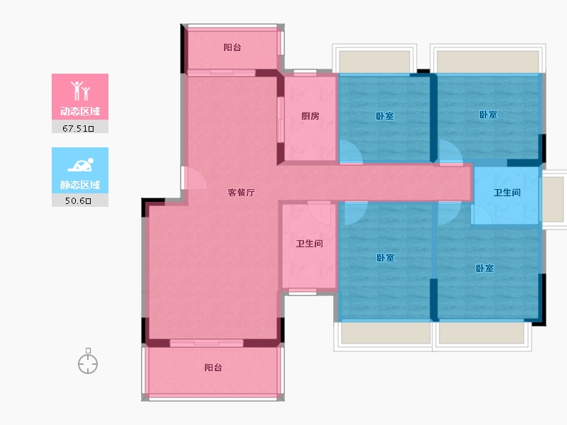 广东省-江门市-东方御璟苑-106.72-户型库-动静分区